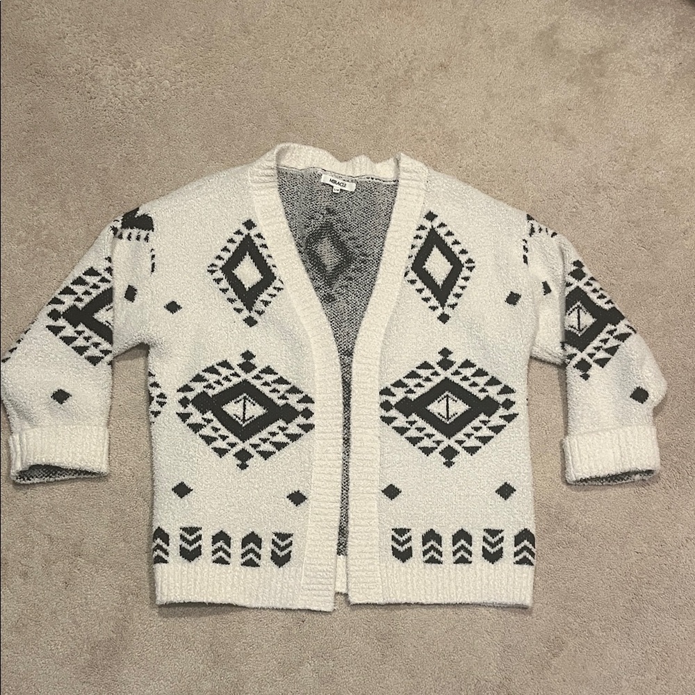Miracle Black and White Geometric Cardigan
